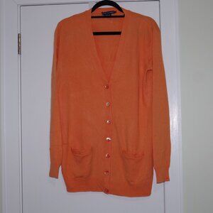 Ralph Lauren Blue Label 100% Cashmere Cardigan Orange Sweater Size: L